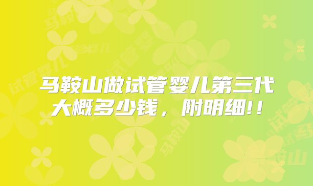 马鞍山做试管婴儿第三代大概多少钱，附明细!！
