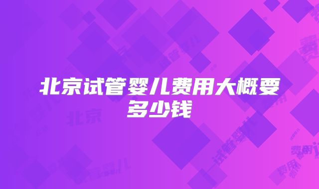 北京试管婴儿费用大概要多少钱
