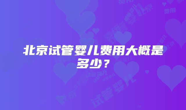 北京试管婴儿费用大概是多少？