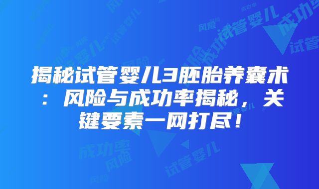 揭秘试管婴儿3胚胎养囊术：风险与成功率揭秘，关键要素一网打尽！