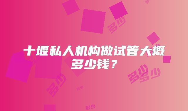 十堰私人机构做试管大概多少钱?