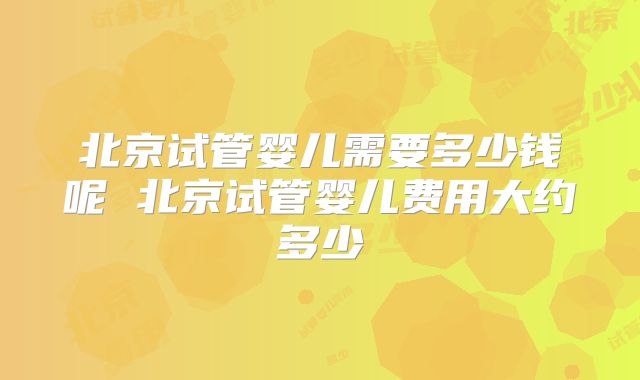北京试管婴儿需要多少钱呢 北京试管婴儿费用大约多少