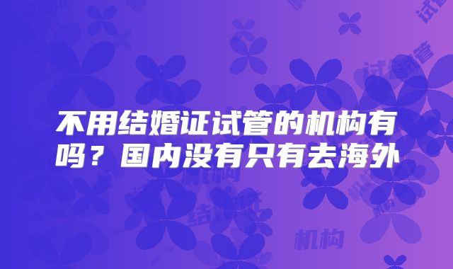 不用结婚证试管的机构有吗？国内没有只有去海外