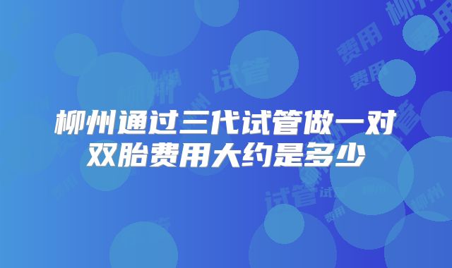 柳州通过三代试管做一对双胎费用大约是多少