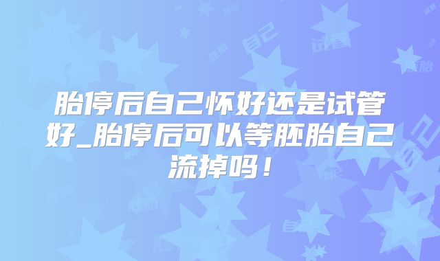 胎停后自己怀好还是试管好_胎停后可以等胚胎自己流掉吗!