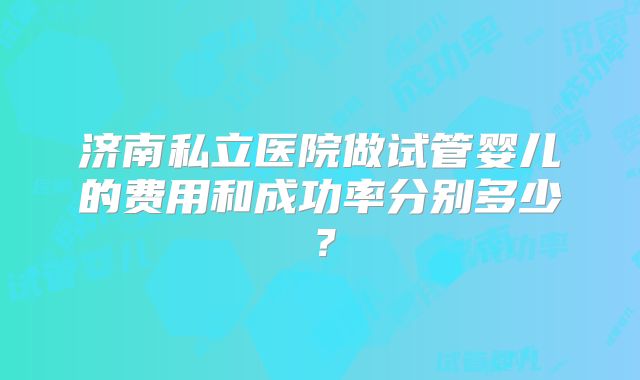 济南私立医院做试管婴儿的费用和成功率分别多少？