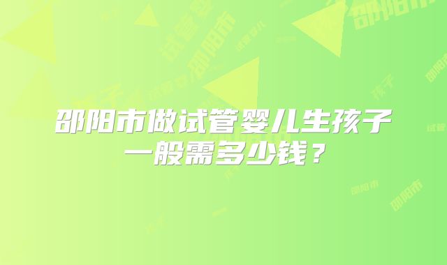 邵阳市做试管婴儿生孩子一般需多少钱？