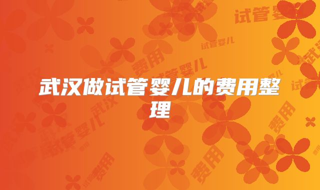 武汉做试管婴儿的费用整理