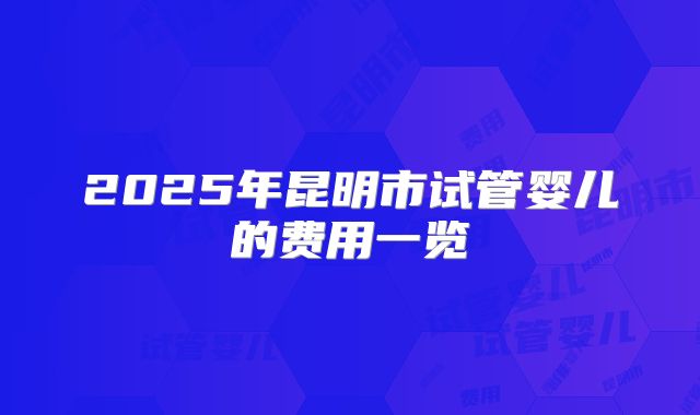 2025年昆明市试管婴儿的费用一览