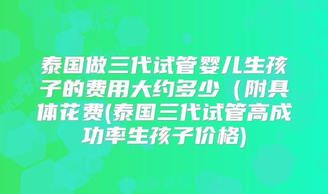 泰国做三代试管婴儿生孩子的费用大约多少(附具体花费(泰国三代试管高成功率生孩子价格)
