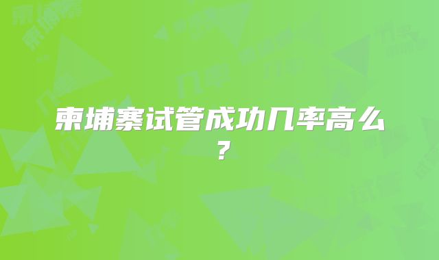 柬埔寨试管成功几率高么？