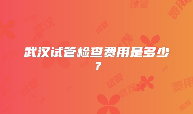 武汉试管检查费用是多少？