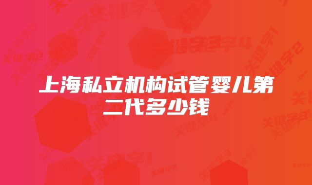 上海私立机构试管婴儿第二代多少钱