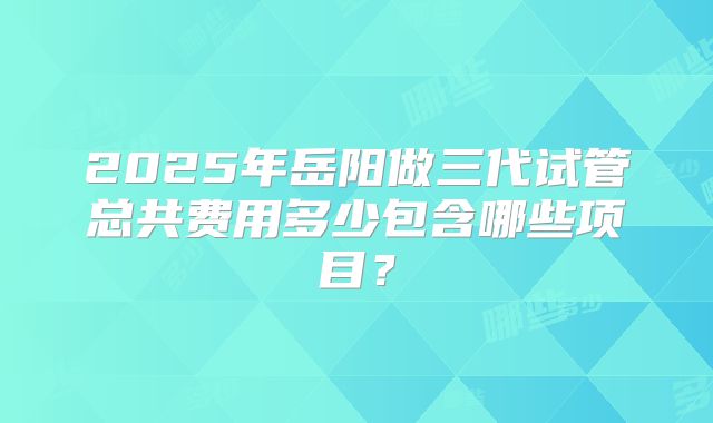 2025年岳阳做三代试管总共费用多少包含哪些项目？