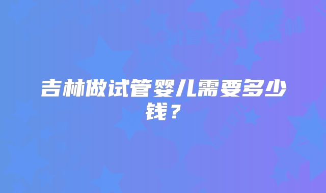 吉林做试管婴儿需要多少钱？
