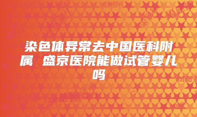 染色体异常去中国医科附属 盛京医院能做试管婴儿吗