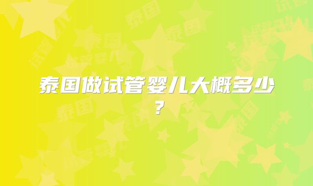泰国做试管婴儿大概多少?