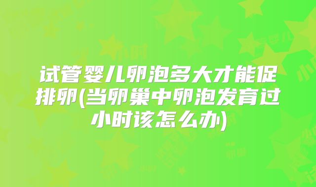 试管婴儿卵泡多大才能促排卵(当卵巢中卵泡发育过小时该怎么办)