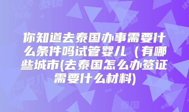 你知道去泰国办事需要什么条件吗试管婴儿(有哪些城市(去泰国怎么办签证需要什么材料)