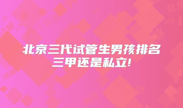 北京三代试管生男孩排名三甲还是私立!