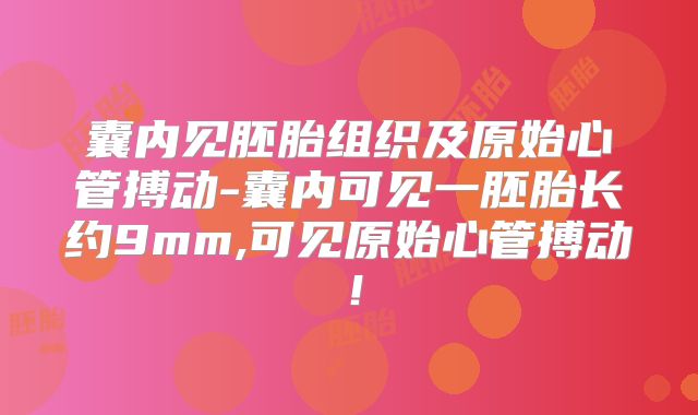 囊内见胚胎组织及原始心管搏动-囊内可见一胚胎长约9mm,可见原始心管搏动！
