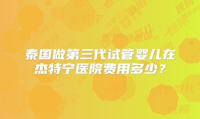 泰国做第三代试管婴儿在杰特宁医院费用多少？