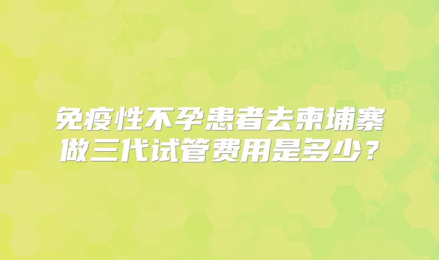 免疫性不孕患者去柬埔寨做三代试管费用是多少？