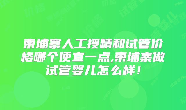 柬埔寨人工授精和试管价格哪个便宜一点,柬埔寨做试管婴儿怎么样！