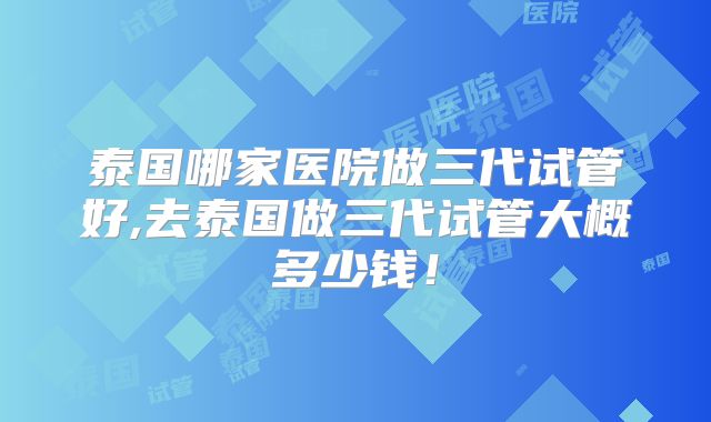 泰国哪家医院做三代试管好,去泰国做三代试管大概多少钱！