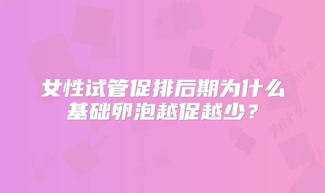 女性试管促排后期为什么基础卵泡越促越少？