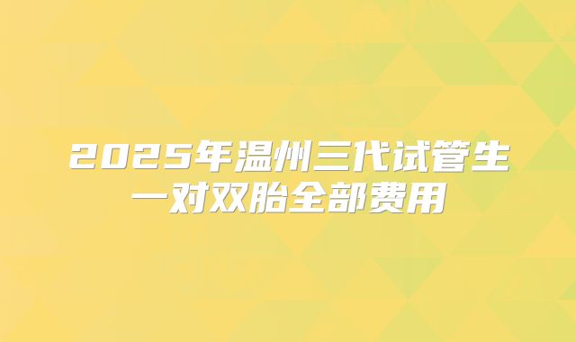 2025年温州三代试管生一对双胎全部费用