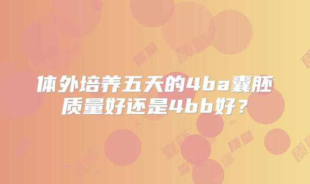 体外培养五天的4ba囊胚质量好还是4bb好？