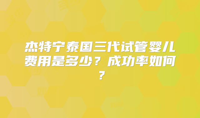 杰特宁泰国三代试管婴儿费用是多少？成功率如何？