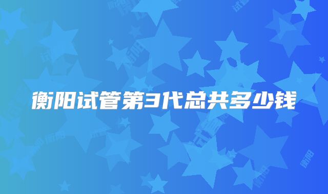 衡阳试管第3代总共多少钱