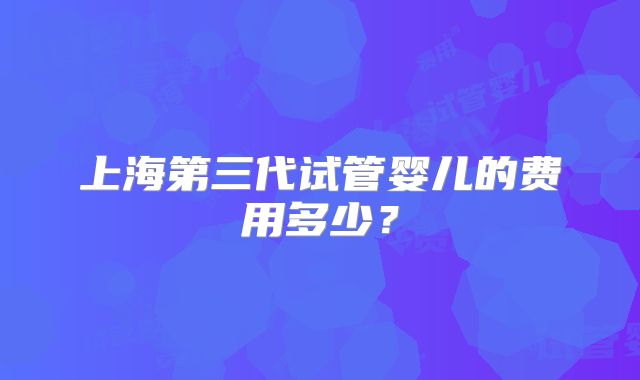 上海第三代试管婴儿的费用多少？