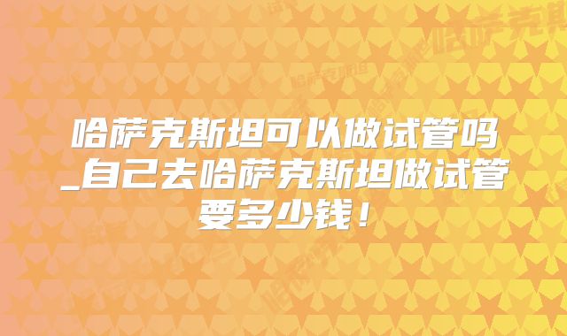 哈萨克斯坦可以做试管吗_自己去哈萨克斯坦做试管要多少钱！