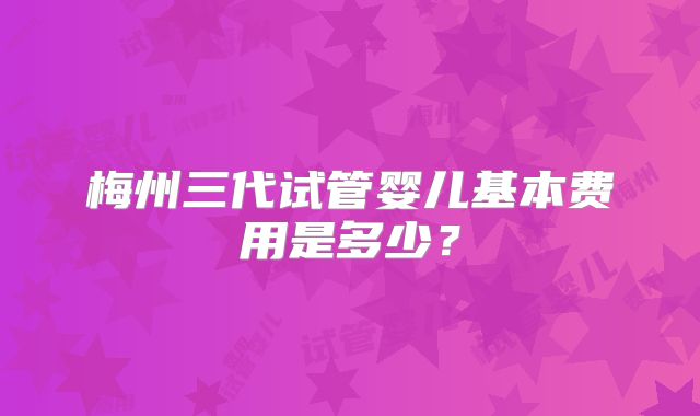 梅州三代试管婴儿基本费用是多少？