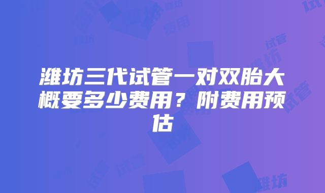 潍坊三代试管一对双胎大概要多少费用？附费用预估