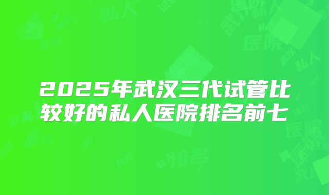 2025年武汉三代试管比较好的私人医院排名前七
