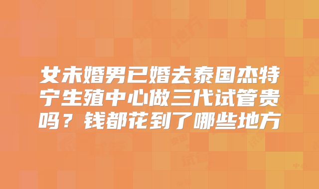 女未婚男已婚去泰国杰特宁生殖中心做三代试管贵吗？钱都花到了哪些地方
