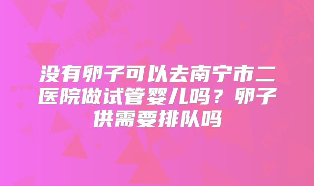 没有卵子可以去南宁市二医院做试管婴儿吗？卵子供需要排队吗