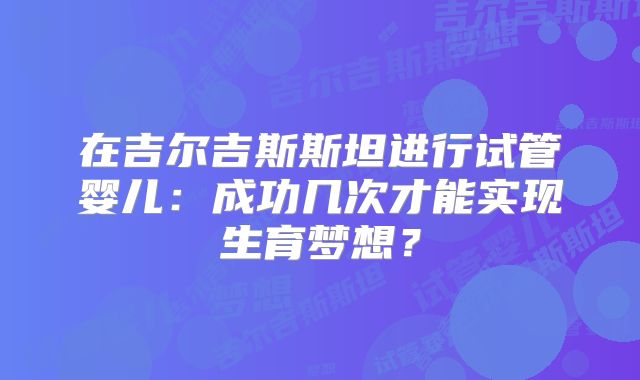 在吉尔吉斯斯坦进行试管婴儿:成功几次才能实现生育梦想?