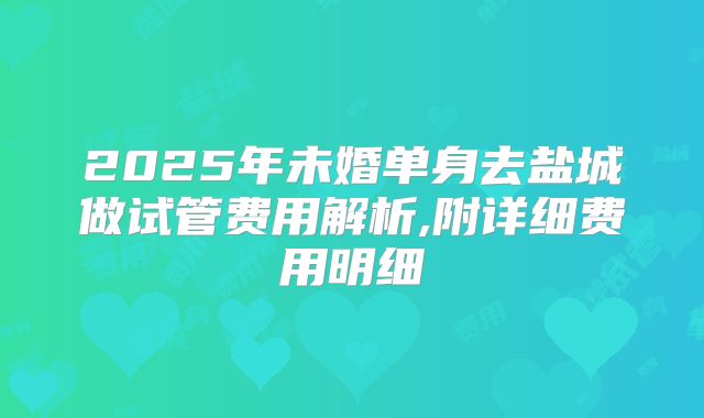 2025年未婚单身去盐城做试管费用解析,附详细费用明细