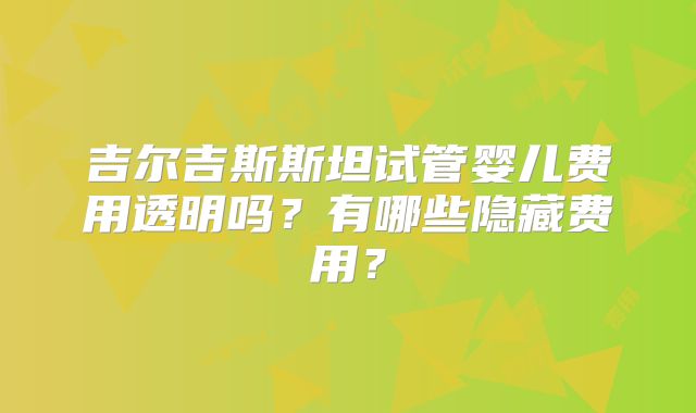 吉尔吉斯斯坦试管婴儿费用透明吗?有哪些隐藏费用?