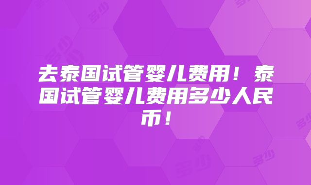 去泰国试管婴儿费用!泰国试管婴儿费用多少人民币!