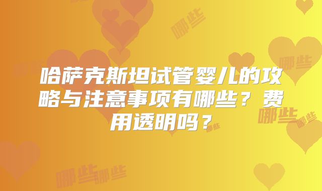 哈萨克斯坦试管婴儿的攻略与注意事项有哪些？费用透明吗？