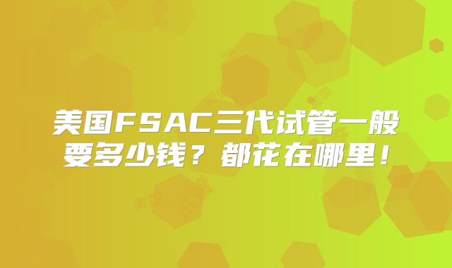 美国FSAC三代试管一般要多少钱？都花在哪里！