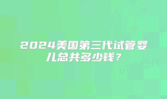 2024美国第三代试管婴儿总共多少钱?