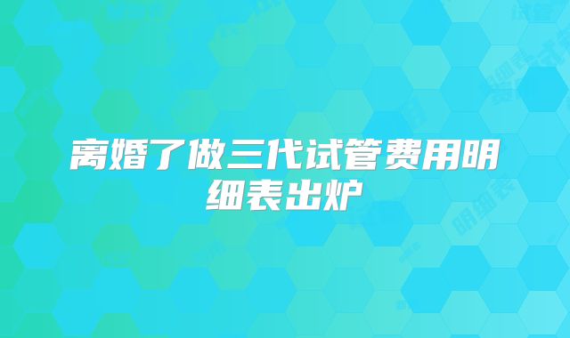 离婚了做三代试管费用明细表出炉