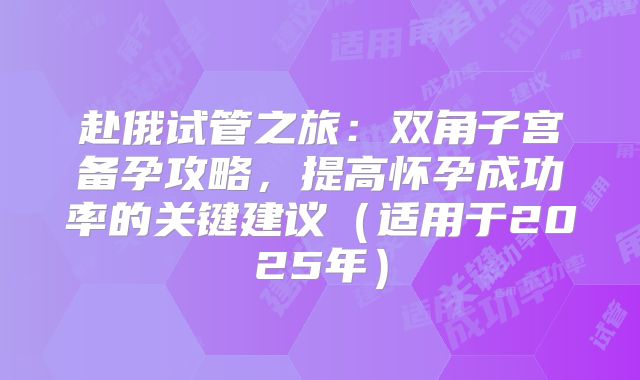 赴俄试管之旅：双角子宫备孕攻略，提高怀孕成功率的关键建议（适用于2025年）